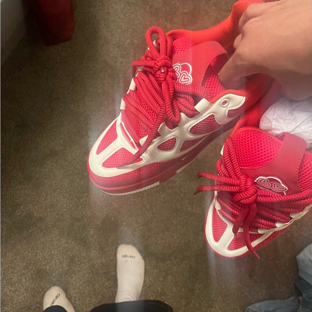Louis Vuitton Red and White Sneakers - Picture 3 of 6